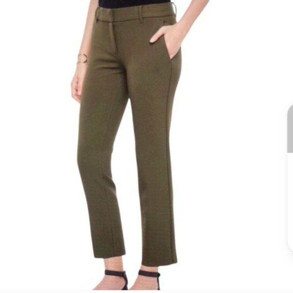 Ann Taylor Flat Front Straight Leg Olive Green Pants Size 12 NWOT